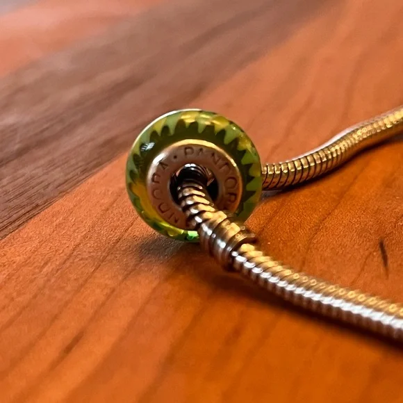 PANDORA Retired Green Striped Murano Glass Charm - Picture 3 of 3